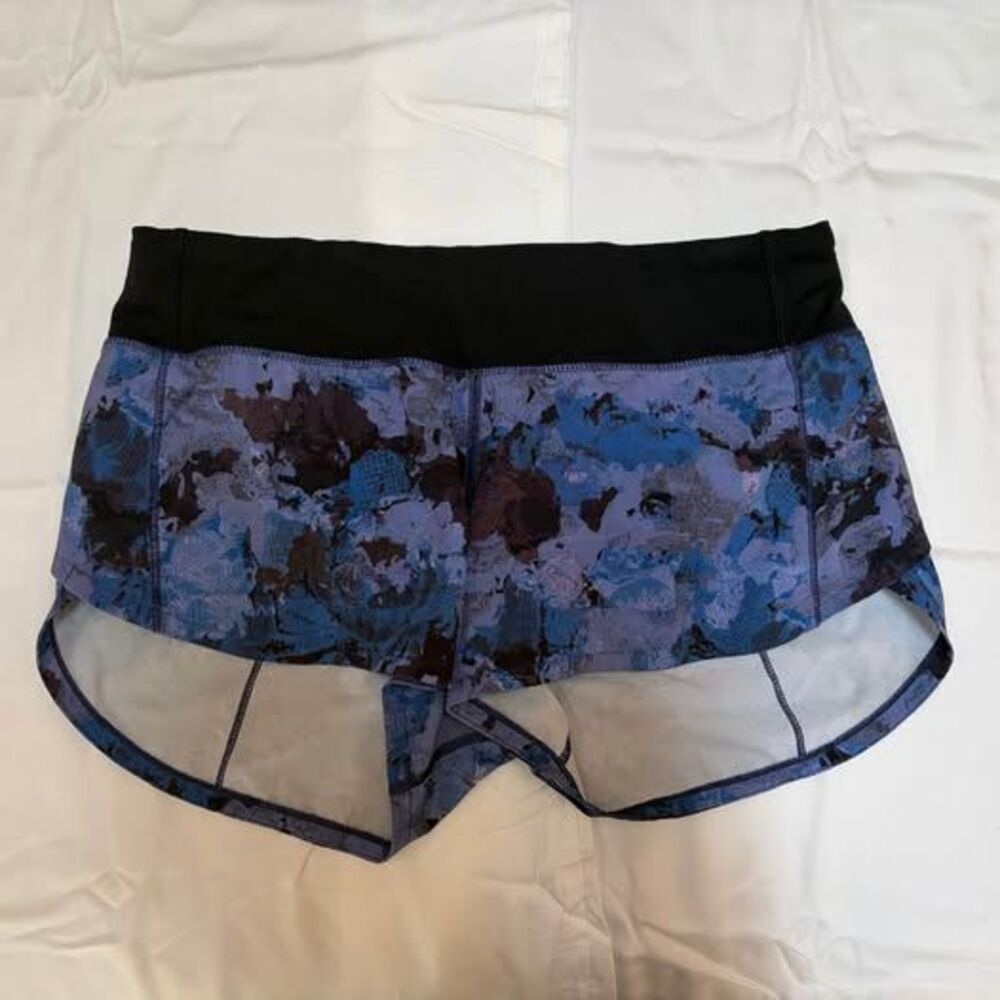 lululemon athletica Blue and Black Printed Women's Speed Up Running Shorts